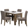 Conjunto de Mesa Sala de Jantar Miami com 4 Cadeiras Trieste Suede 1,20m Cedro / Off White / Mascavo - 2