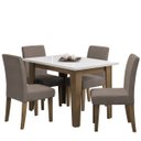 Ver imagem 2 de Conjunto de Mesa Sala de Jantar Miami com 4 Cadeiras Trieste Suede 1,20m Cedro / Off White / Mascavo