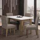 Ver imagem 1 de Conjunto de Mesa Sala de Jantar Miami com 4 Cadeiras Trieste Suede 1,20m Cedro / Off White / Mascavo