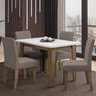 Conjunto de Mesa Sala de Jantar Miami com 4 Cadeiras Trieste Suede 1,20m Cedro / Off White / Mascavo - 1