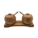 Ver imagem 1 de Conjunto 2 Porta Condimentos em Bambu com Bandeja e Colher 17x8x6cm - Zahav
