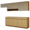 Ver imagem 3 de Cozinha Completa Modulada 5 Peças 9 Portas 3 Gavetas com Rodapé 100% MDF Simone Mendes Marrom/Carvalho/Greige
