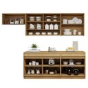 Ver imagem 5 de Cozinha Completa Modulada 5 Peças 9 Portas 3 Gavetas com Rodapé 100% MDF Simone Mendes Marrom/Carvalho/Greige