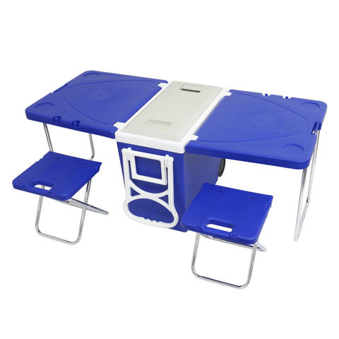 Caixa Térmica 32 Lts 3 em 1 e 5 em 1 com Mesa e Cadeira Praia Camping