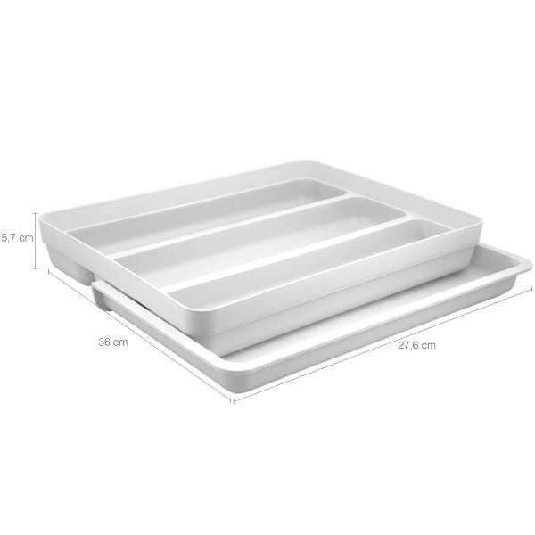 Organizador Suporte Extensível Porta Talheres Cozinha Gaveta Branco - 3