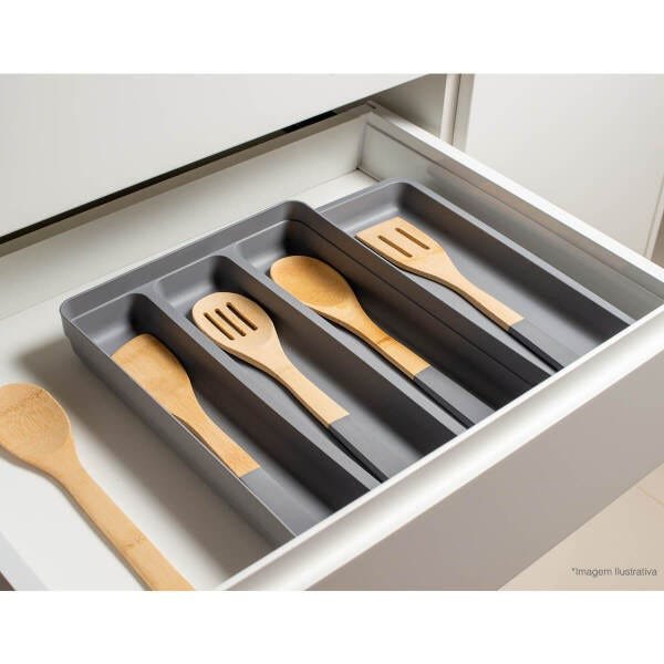 Organizador Suporte Extensível Porta Talheres Cozinha Gaveta Branco - 4