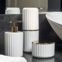 Ver imagem 4 de Porta Escovas de Dente Creme Dental Groove Acessório Lavabo Branco Fechado