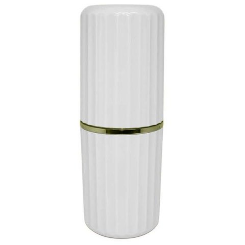 Porta Escovas de Dente Creme Dental Groove Acessório Lavabo Branco Fechado