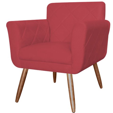 Poltrona Cadeira Isabella Decorativa Estofada Pés Palito Veludo Vermelho - Incasa Decor