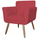 Ver imagem 1 de Poltrona Cadeira Isabella Decorativa Estofada Pés Palito Veludo Vermelho - Incasa Decor