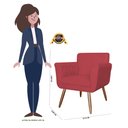 Ver imagem 5 de Poltrona Cadeira Isabella Decorativa Estofada Pés Palito Veludo Vermelho - Incasa Decor
