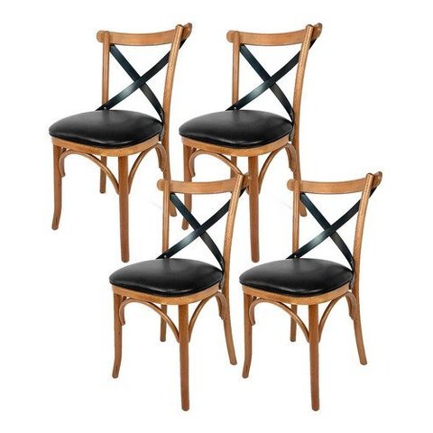 4 Cadeira Madeira Sala de Jantar Cozinha Gourmet Luxo Preta