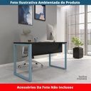 Ver imagem 2 de Mesa Escritório P25 Tub Pandin 120 Cm (larg) Tampo Mdp Preto Pé Aço Tubular Azul Dali