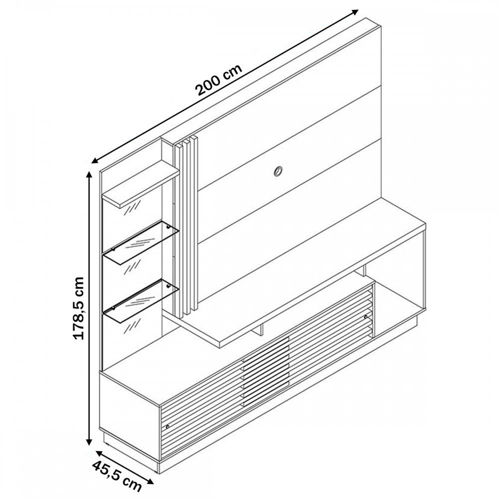 Estante para TV Até 60 Polegadas Frizz Plus 2 Portas Calacata/Off White - Madetec - 3