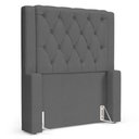 Ver mais imagens de Cabeceira e Calçadeira Báu Solteiro Atena 90cm Capitonê Linho Cinza Escuro - Desk Design