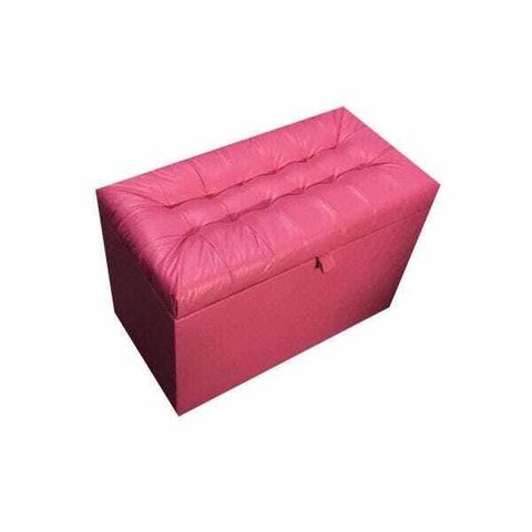 Puff Baú Estofado com Pistão Á Gás - Rosa Pink Material Sintético