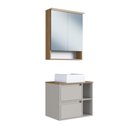 Ver imagem 2 de Conjunto Banheiro Gabinete com Cuba e Espelheira LED 60cm 3 Portas MDP Mel Multimóveis Crpro-CON031