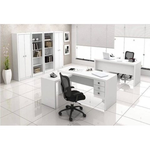 Escritório Completo 06 Peças Branco - Tecno Mobili