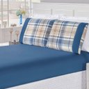 Ver imagem 1 de Jogo de Cama Naturale Xadrez Azul Solteiro Micropercal 200 Fios 02 Peças