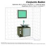 Gabinete Armario para Banheiro com Pia Baden Madeira/Madeira 3D - 3