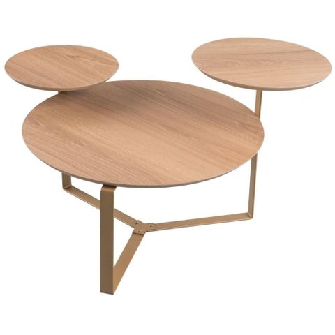 Mesa de Centro Industrial Chanfrada Artesano 83 Cm (larg) 3 Tampos Mdp Hanover (mel) Pé Aço
