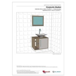 Gabinete Armário Banheiro Lavabo 01 Porta Prateleira Externa Cuba Espelheira Suspensa Baden PTO/BCO - 3