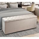 Ver imagem 5 de Calçadeira Recamier Baú King 1,95m Suede Bege