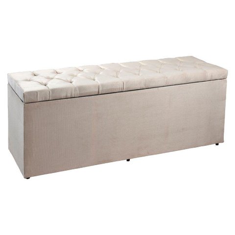 Calçadeira Recamier Baú King 1,95m Suede Bege