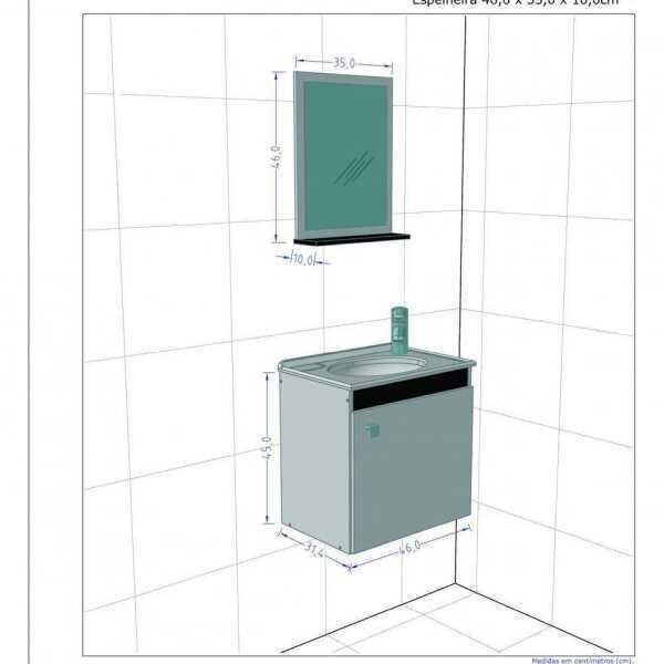 Gabinete para Banheiro com Cuba e Espelheira Bechara Madeira Rústica/3D - 3