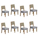 Ver imagem 1 de Kit de 8 Cadeiras para Sala de Jantar Pés em Madeira Maciça Liz Cinza/Cinamomo/Linho Prata