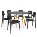 Ver imagem 1 de Conjunto Mesa de Jantar Redonda Eiffel Preta 100cm com 6 Cadeiras Itália - Preto