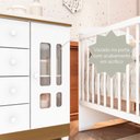 Ver imagem 7 de Quarto Bebê Completo Berço 3EM1 Eloá Guarda Roupa 4 Portas Cômoda 4 Gavetas 1 Porta MDF Branco/com B