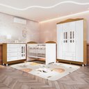 Ver imagem 1 de Quarto Bebê Completo Berço 3EM1 Eloá Guarda Roupa 4 Portas Cômoda 4 Gavetas 1 Porta MDF Branco/com B
