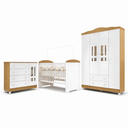 Ver imagem 3 de Quarto Bebê Completo Berço 3EM1 Eloá Guarda Roupa 4 Portas Cômoda 4 Gavetas 1 Porta MDF Branco/com B
