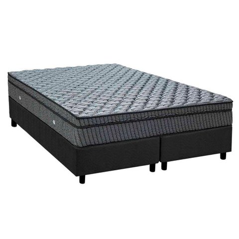 Cama Box Queen: Colchão Molas Ortobom Hotelaria Multilastic Orthotel Luxo + Base CRC Suede Gray(