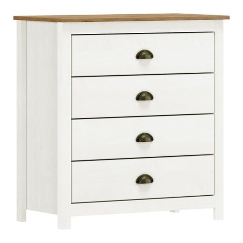 Cômoda 4 Gavetas em Madeira Linha Topázio - Branco/freijó