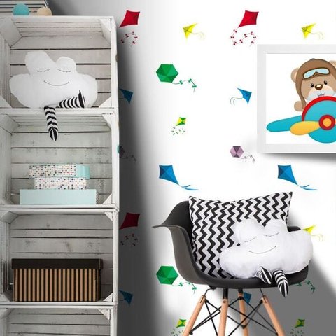 Papel de Parede Pipas - Branco