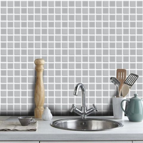 Adesivo Destacável Pastilha 3D Cinza - 10 x 10cm - 90 unidades