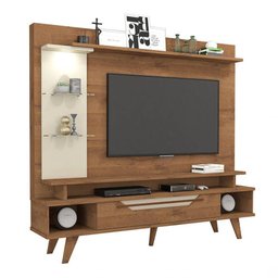 Estante Home para TV até 55 Polegadas com LED 1 Gaveta Londres Retrô Permobili Savana/Off White - 2 Estante Home para TV até 55 Polegadas com LED 1 Gaveta Londres Retrô Permobili Savana/Off White - 2