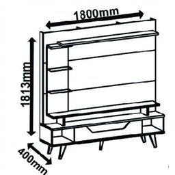 Estante Home para TV até 55 Polegadas com LED 1 Gaveta Londres Retrô Permobili Savana/Off White - 3 Estante Home para TV até 55 Polegadas com LED 1 Gaveta Londres Retrô Permobili Savana/Off White - 3