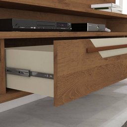 Estante Home para TV até 55 Polegadas com LED 1 Gaveta Londres Retrô Permobili Savana/Off White - 4 Estante Home para TV até 55 Polegadas com LED 1 Gaveta Londres Retrô Permobili Savana/Off White - 4