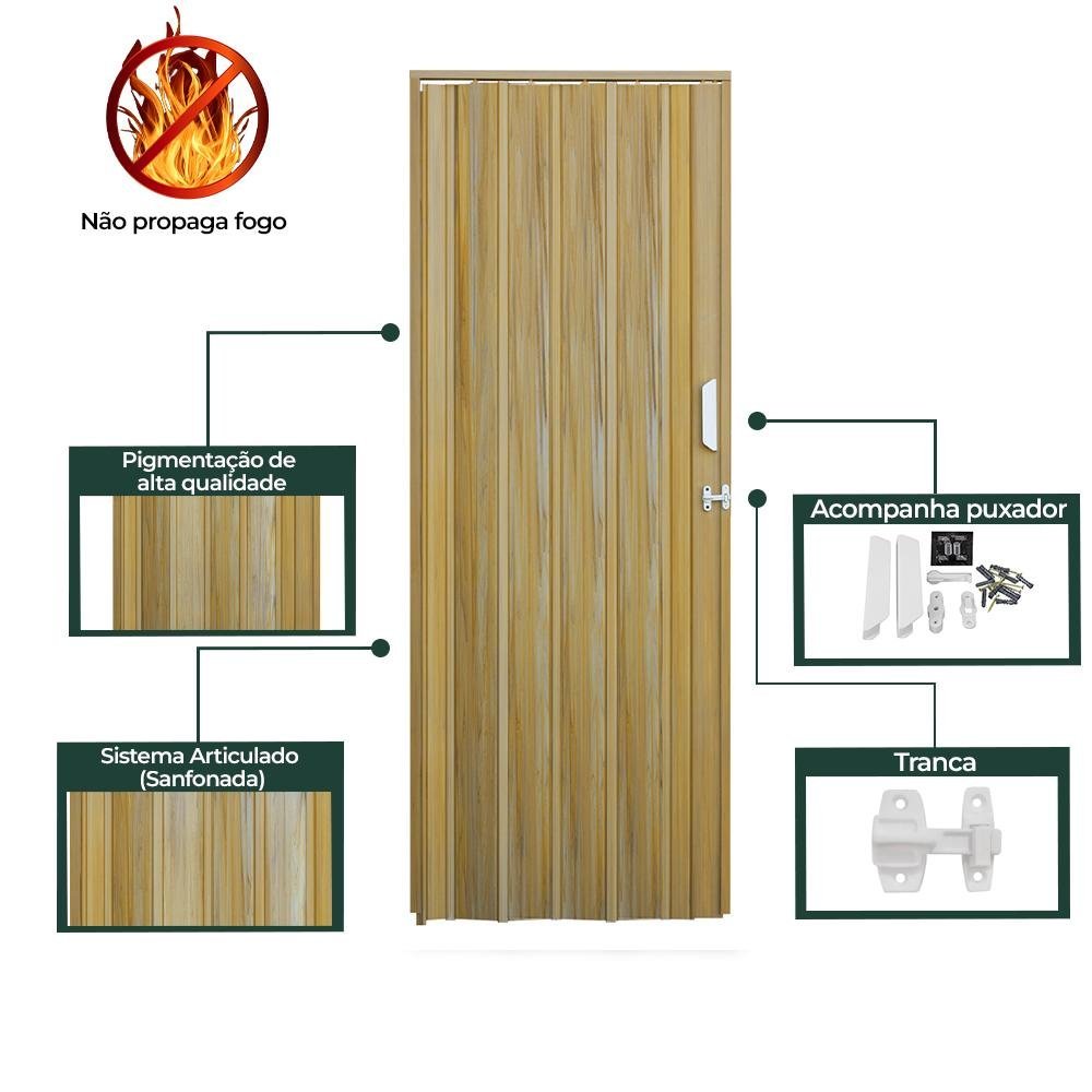 Porta Sanfonada de PVC 105x210cm Zapinplast - Cerejeira - 6