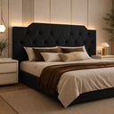 Ver imagem 1 de Cabeceira Suspensa Cama Box Quenn 1,60 para Quarto Moderna Capela - Preto