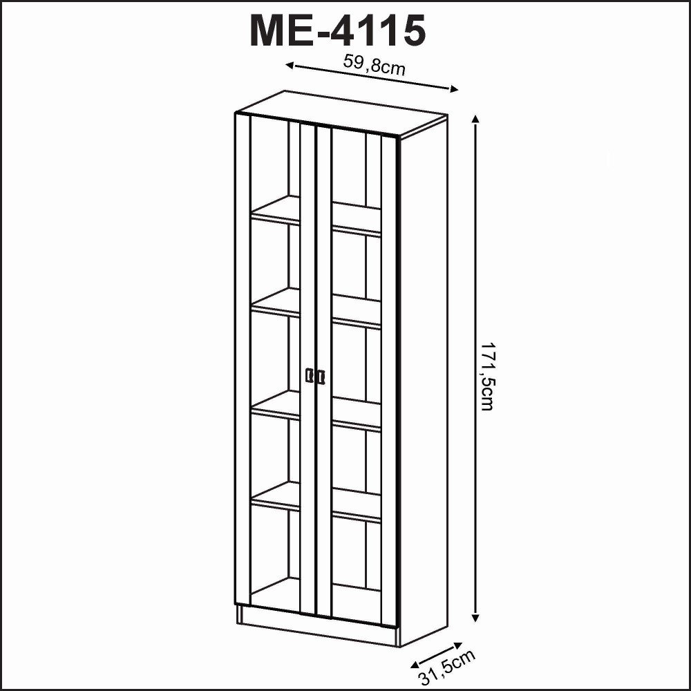 Armário com Portas de Vidro Para Escritório Me4115 Branco - Tecno Mobili - 4