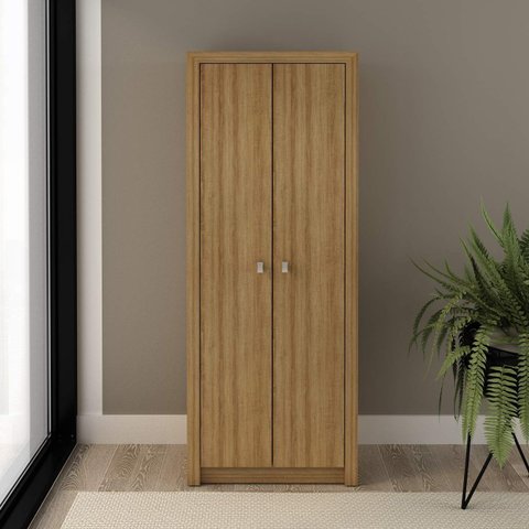 Armario para Escritorio Multiuso Organizador 2 Portas 60cm Amendoa Mobília Store