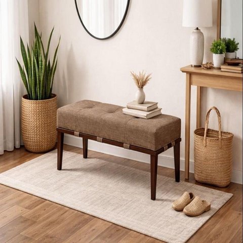 Puff para Sala de Estar em Linho Livia