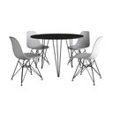 Ver imagem 6 de Mesa Jantar Redonda 110Cm Preta Clips 3 Pés Com 4 Cadeiras Brancas Ferro Preto - Cor: Preto