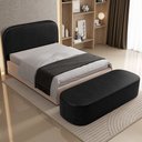 Ver imagem 1 de Cabeceira Cama Box Casal 140cm Lanna com Puff Recamier Doha W01 Couríssimo Preto - Lyam Decor