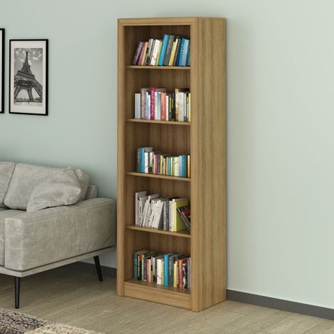 Estante para Livros ou Escritório 60cm 4 Prateleiras Amendoa Me4104 Tecno Mobili