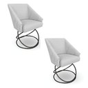 Ver imagem 1 de Kit 2 Poltronas Luxo Alana Bouclê Cinza Base Luxo Preto - Pallazio